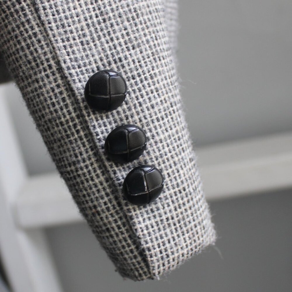 New Traditions Vinatge Gray Tweed Wool Tailored One-Button Blazer Size Small - Picture 4 of 6